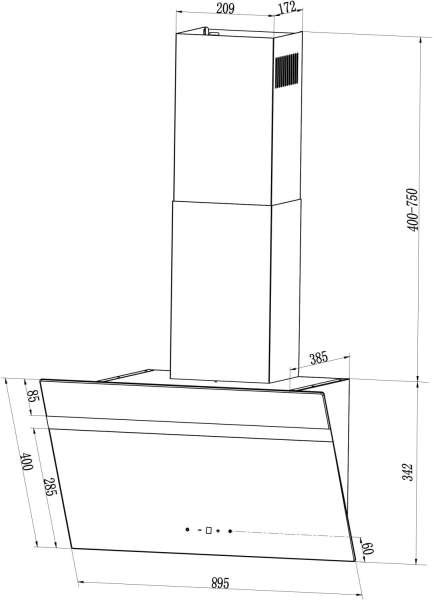 PKM S20-90ABTY Dunstabzugshaube, 90cm, schwarz